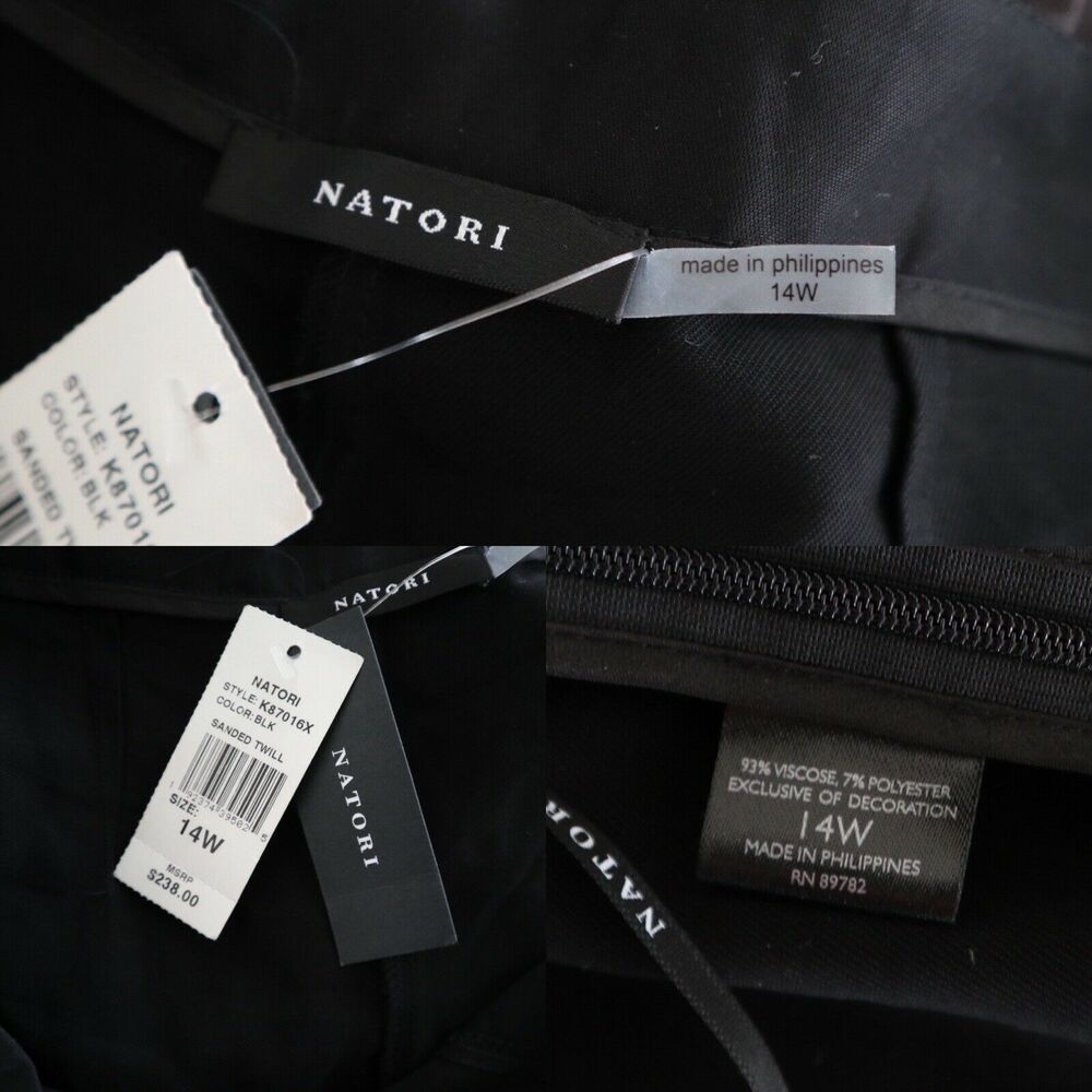 NWT Natori Size 14W Sanded Twill Silky Slack Pants Black Flat Front MSRP $238 - Picture 4 of 10